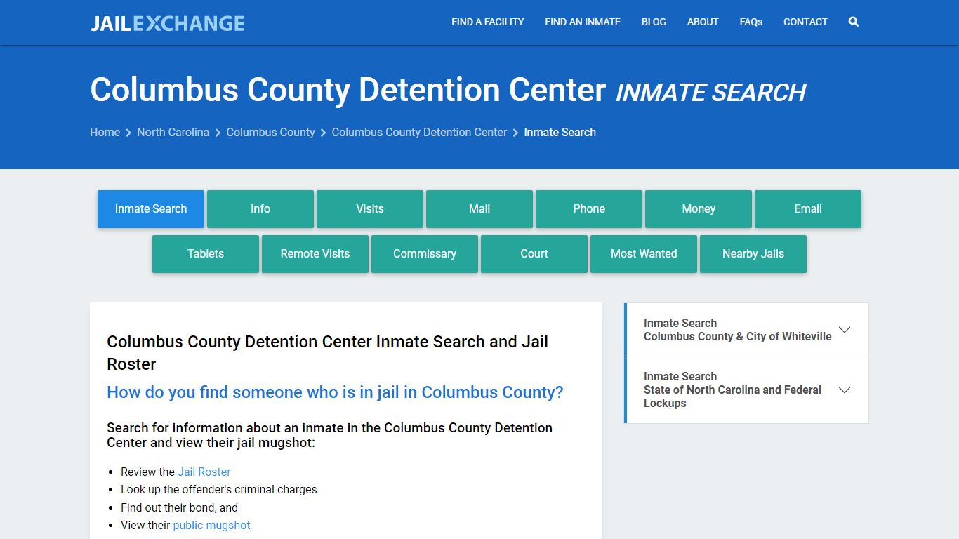 Columbus County Detention Center Inmate Search - Jail Exchange